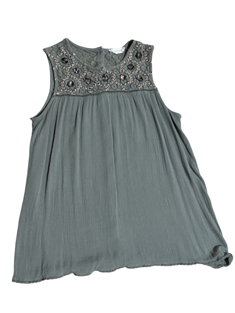 Altar'd State Slate Green Embroidered Yoke Tank
